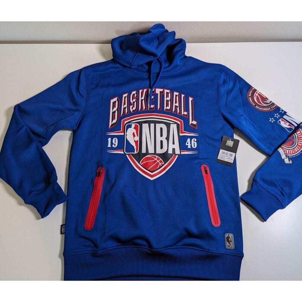 New NBA Mens Royal Blue Hoodie 1946 Zipper Front Pockets Authentic SZ M MSRP $75